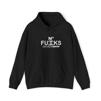 Graphic Hoodie - 'No Fucks Given' Distressed Design Printify