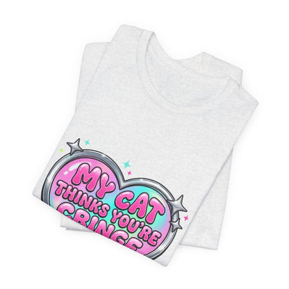 My Cat Thinks You're Cringe Tee | Y2K slogan, hot pink bubblegum style - Nineteen 29 Kustom