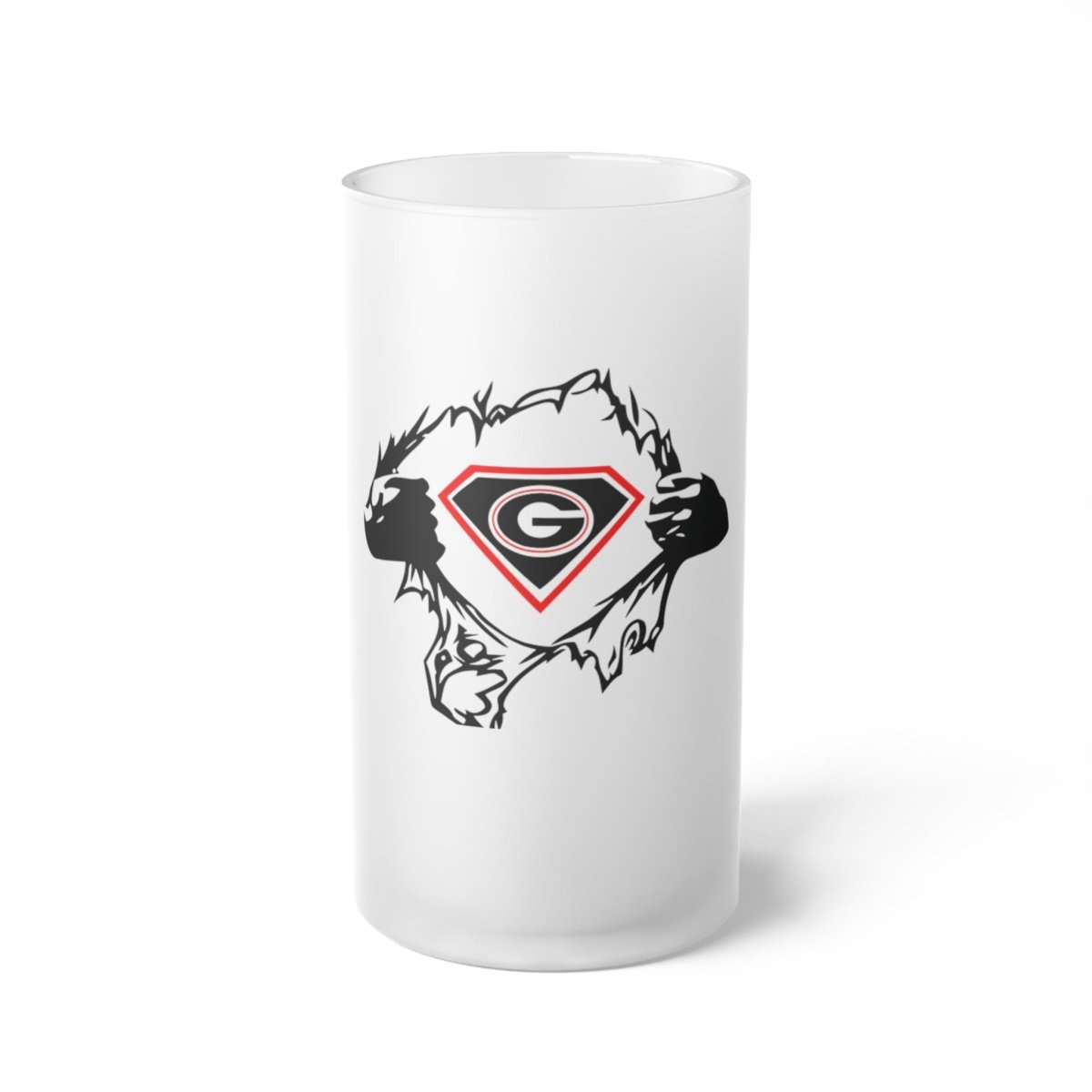 Ripped UGA Team Frosted Glass Beer Mug - Nineteen 29 Kustom
