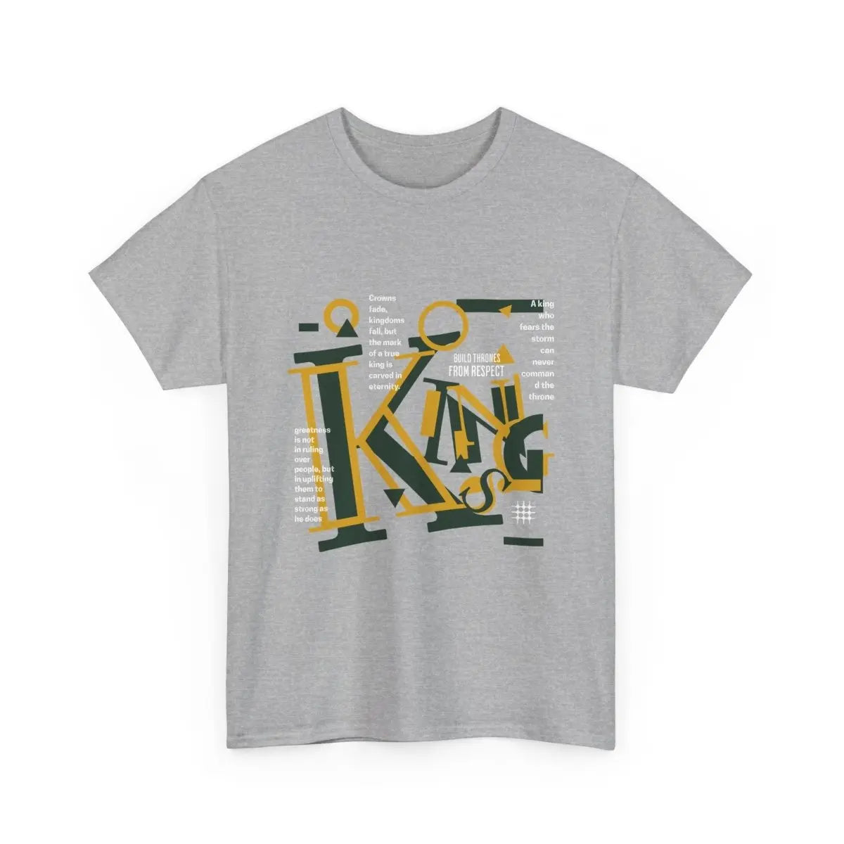 King Typography Graphic Tee — Bold Yellow Green Urban Design Printify