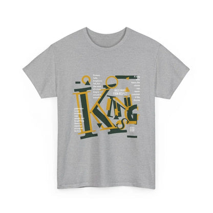 King Typography Graphic Tee — Bold Yellow Green Urban Design Printify