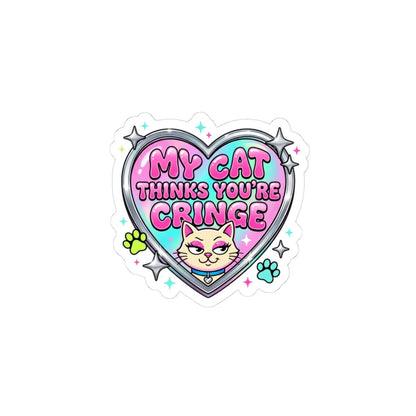 My Cat Thinks You’re Cringe Kiss-Cut Stickers | Y2K, Hot Pink, Glitter Type - Nineteen 29 Kustom