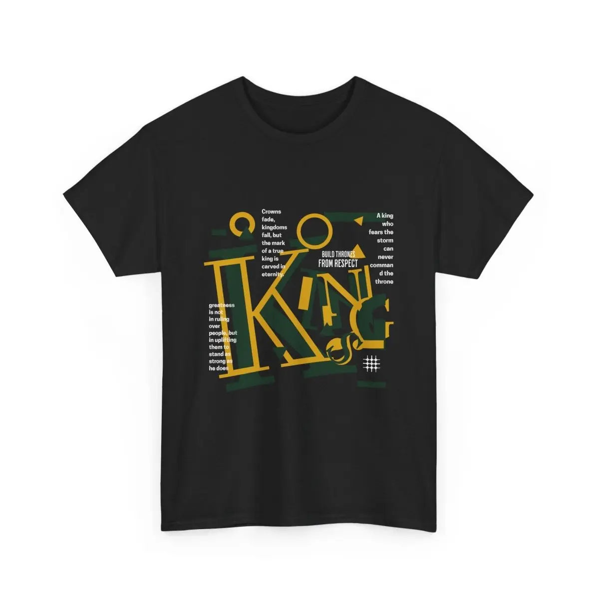 King Typography Graphic Tee — Bold Yellow Green Urban Design Printify