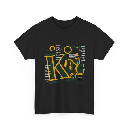King Typography Graphic Tee — Bold Yellow Green Urban Design Printify