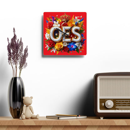 Order of Eastern Star Red Acrylic Wall Clock - Masonic Organization Home Decor, OES Gift, Masonic Lodge Wall Art, Customizable Freemason - Nineteen 29 Kustom